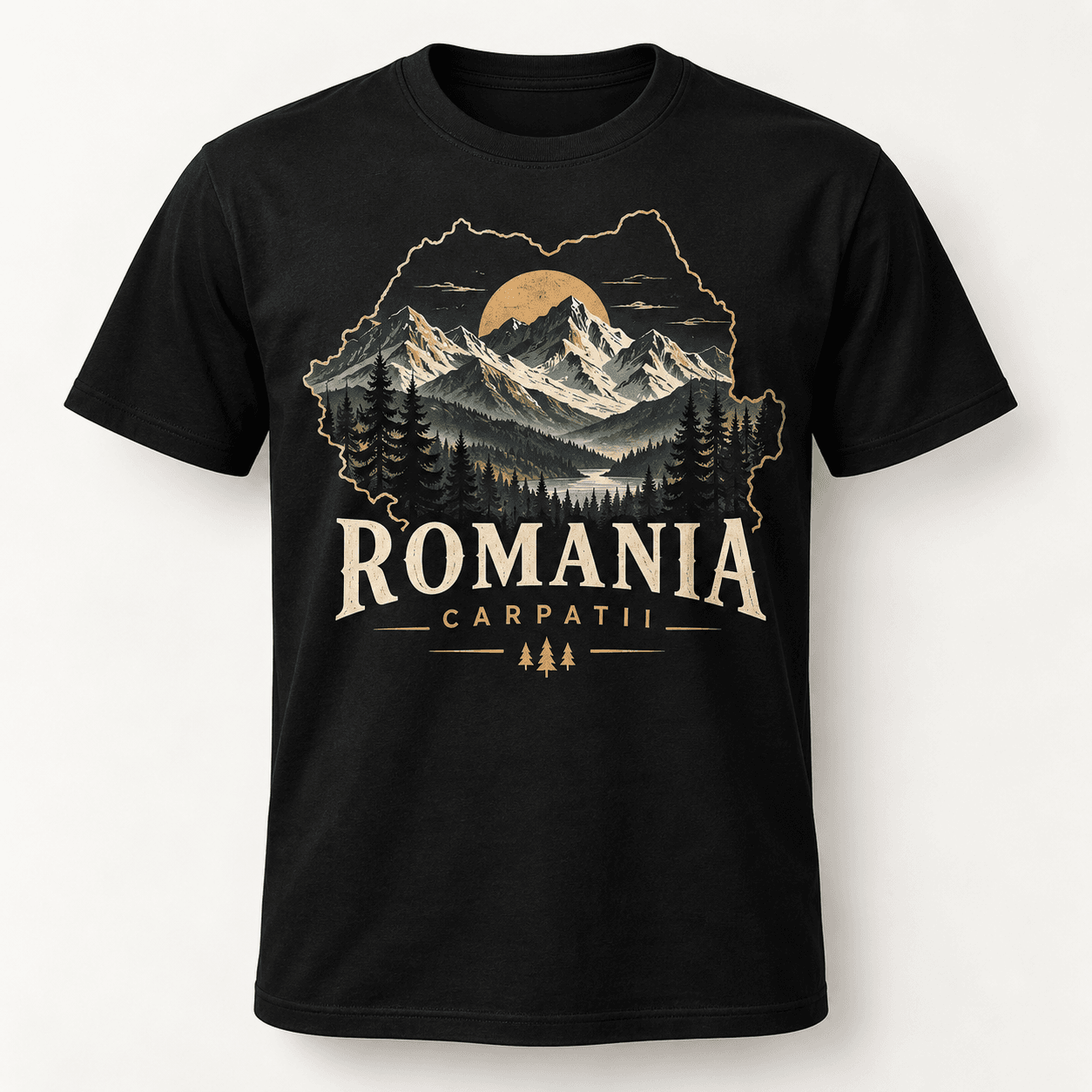 Tricou Romania Carpati, M, Negru